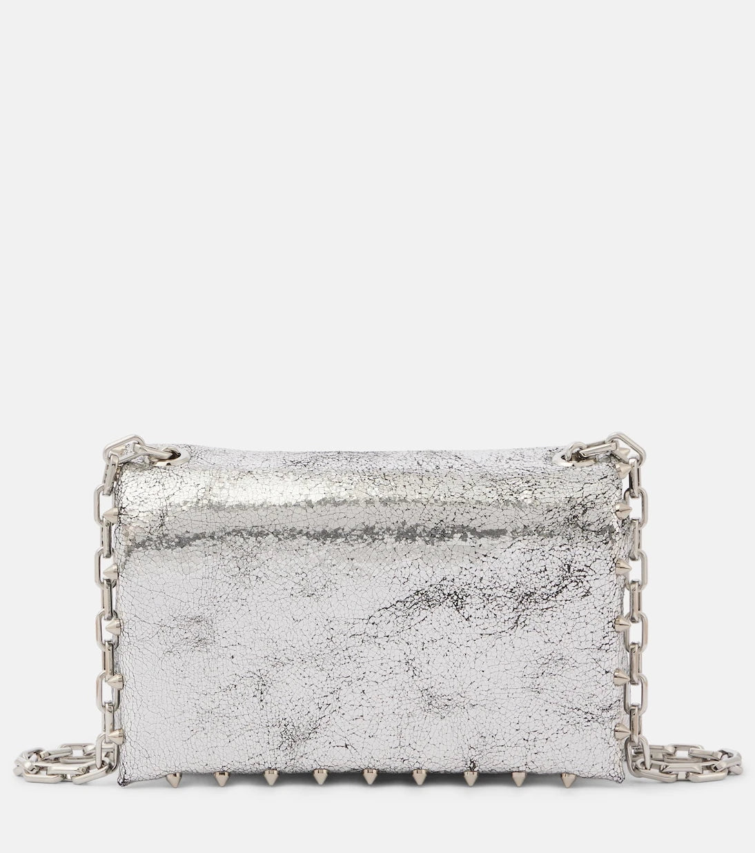 Christian Louboutin - Spiked metallic leather crossbody bag