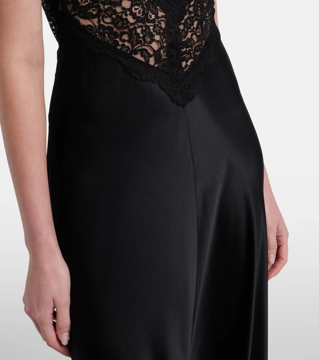 Rodarte - Lace-trimmed silk charmeuse gown