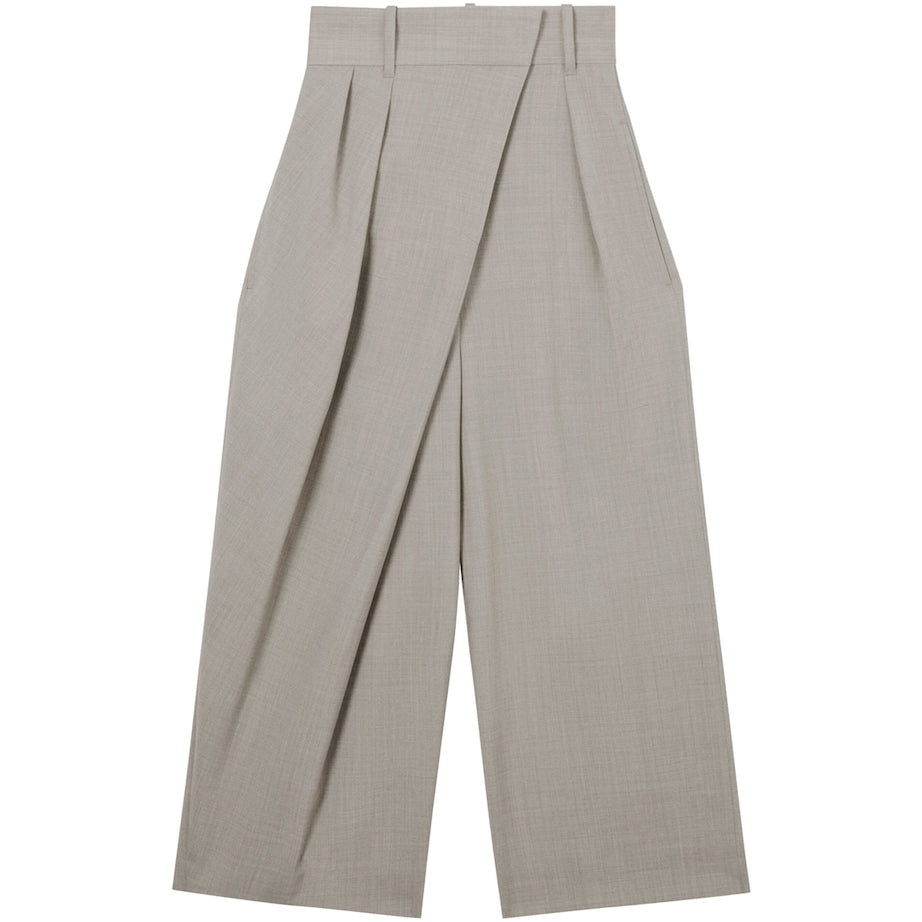 LOEWE Beige Wool Cropped Wrap Trousers