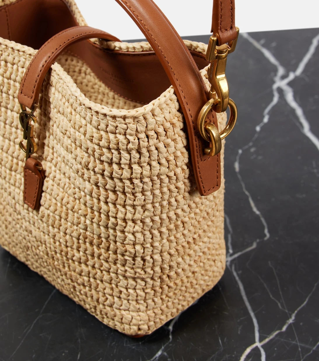 Saint Laurent - Le 37 Mini raffia bucket bag