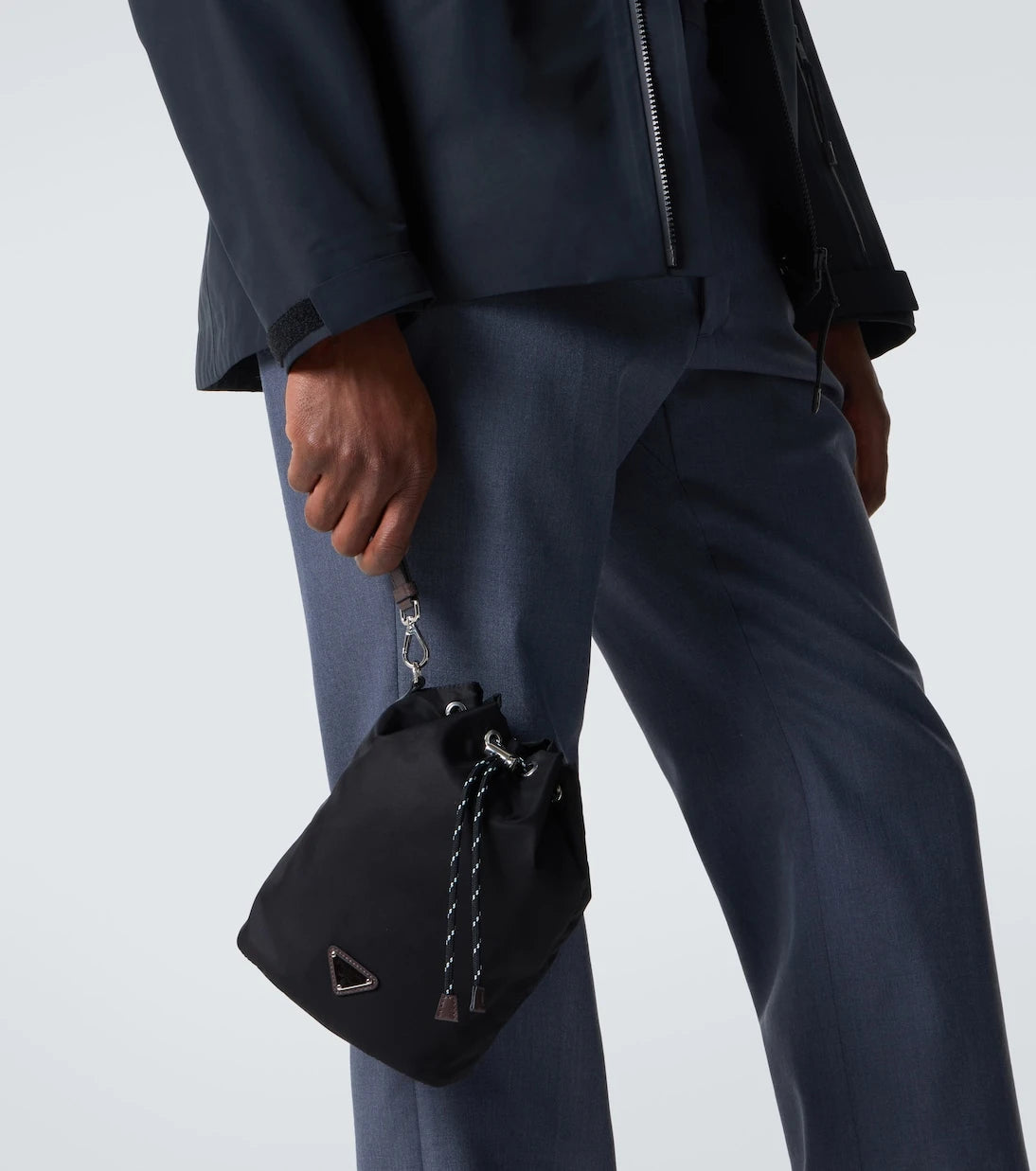 Prada - Prada Speedrock Re-Nylon leather-trimmed pouch