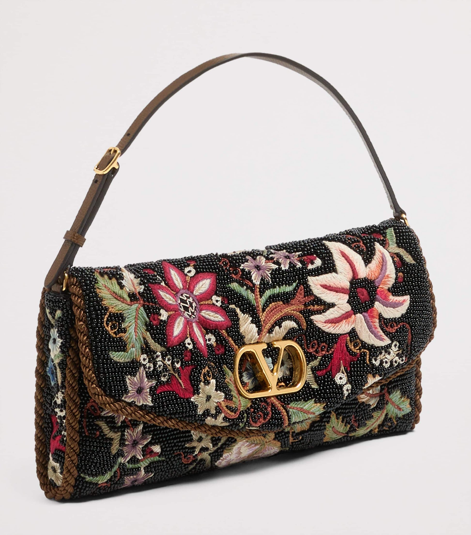 Valentino Garavani Multi Beaded Vain Soft Clutch Bag