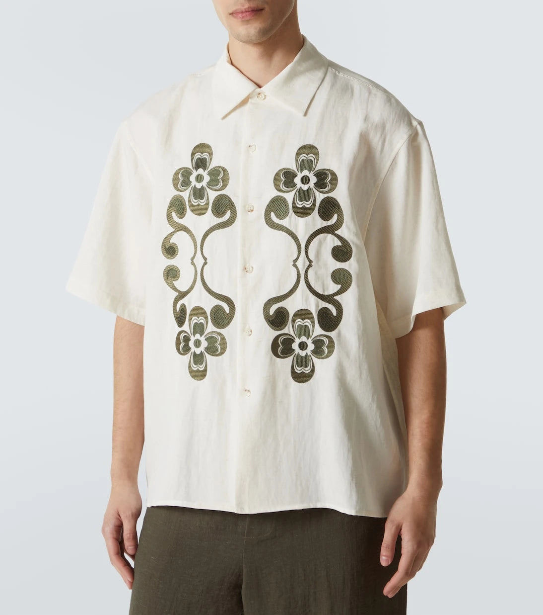 Commas - Reflection embroidered bowling shirt