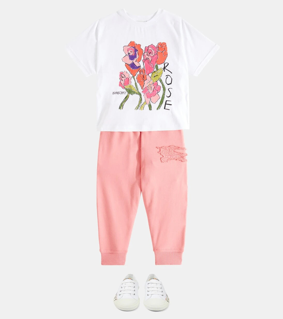 Burberry Kids - بنطال رياضي من قطن الجيرسيه بتطريز EKD