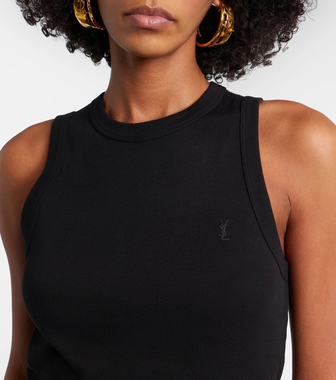 Saint Laurent - Cassandre ribbed-knit cotton tank top