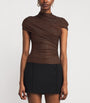 Self-Portrait Brown Embellished Draped Top