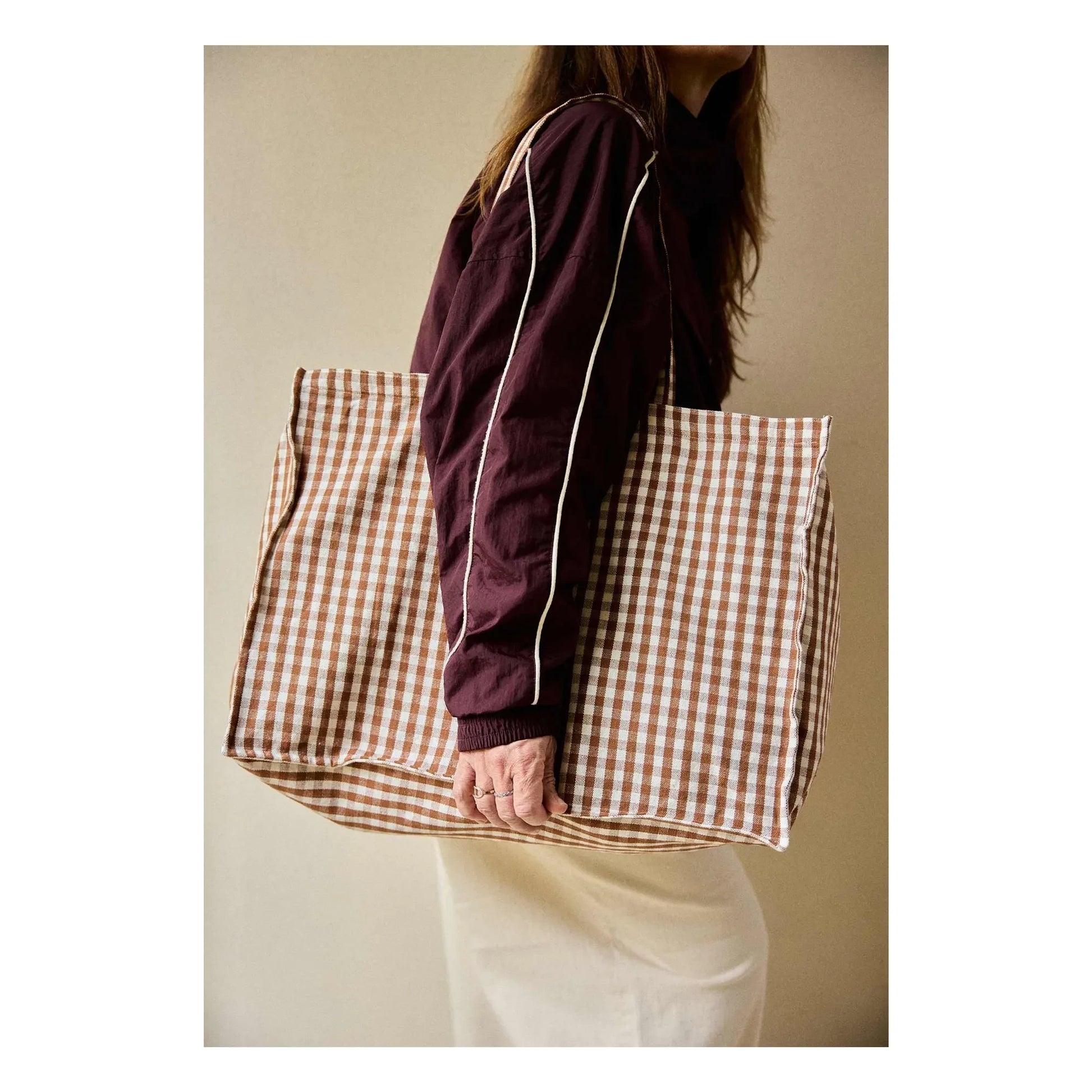 Gabrielle Paris - Moka gingham weekend bag  | Mocha