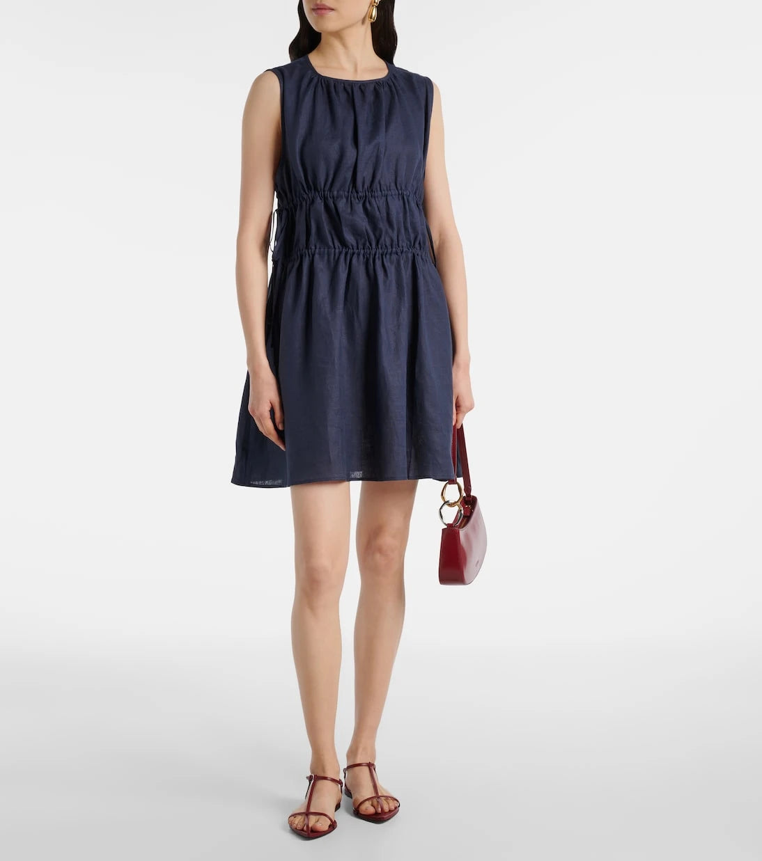 Asceno - Como gathered linen minidress