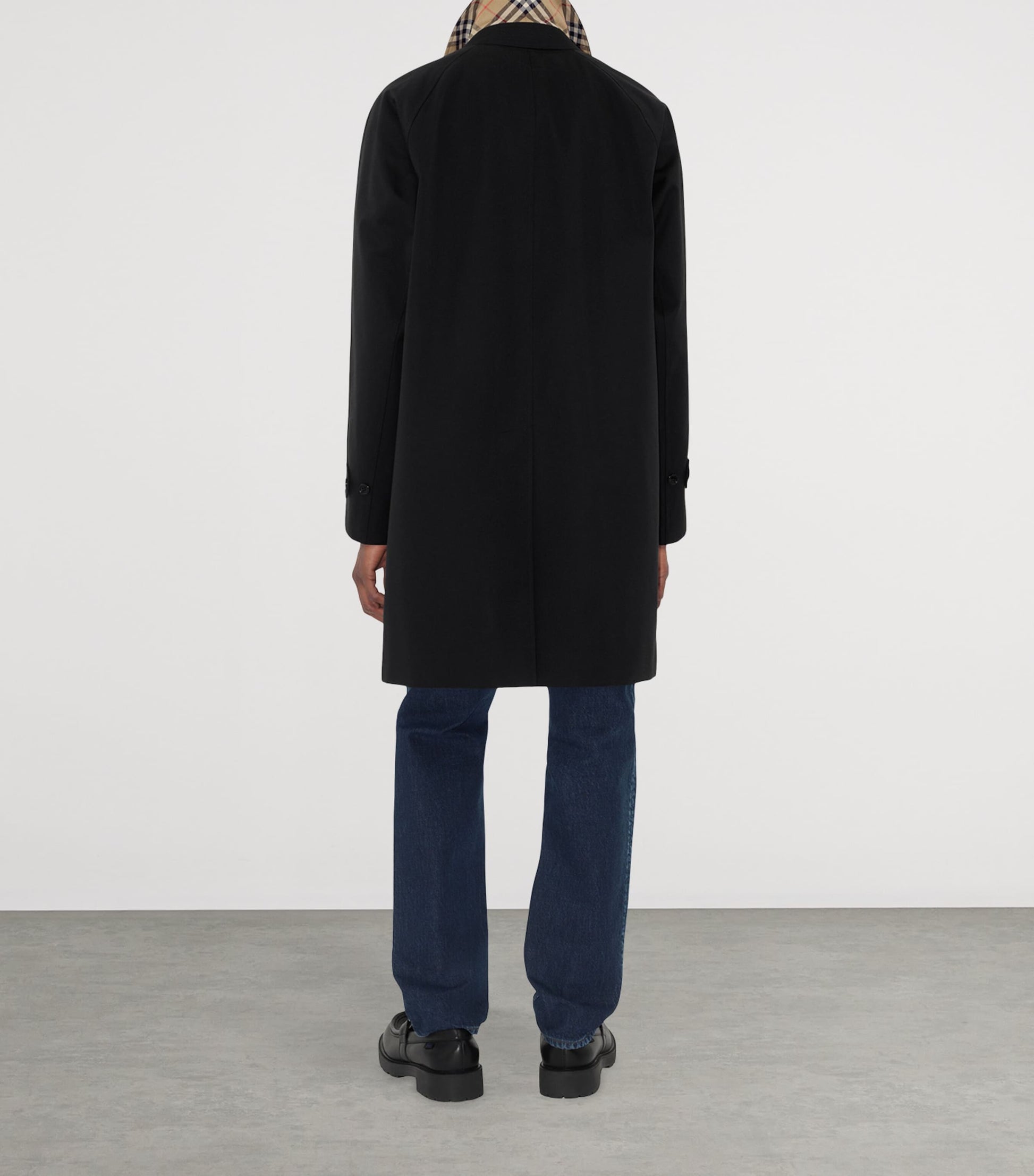 Burberry Black Cotton Camden Heritage Mid-Length Car Coat