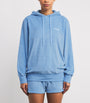 Hunza G Blue Cotton Terry Towelling Hoodie