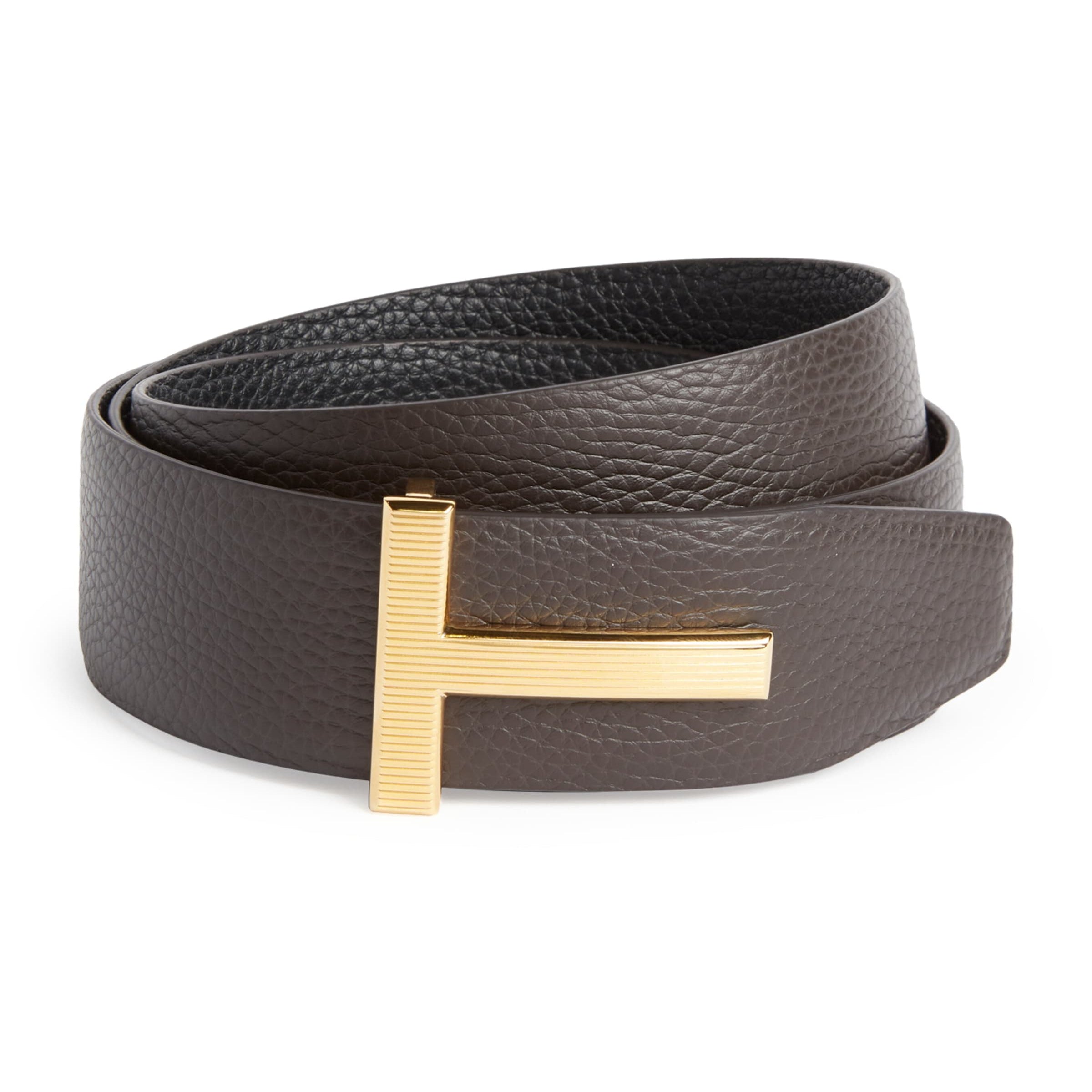 Leather Reversible T Ridge Belt