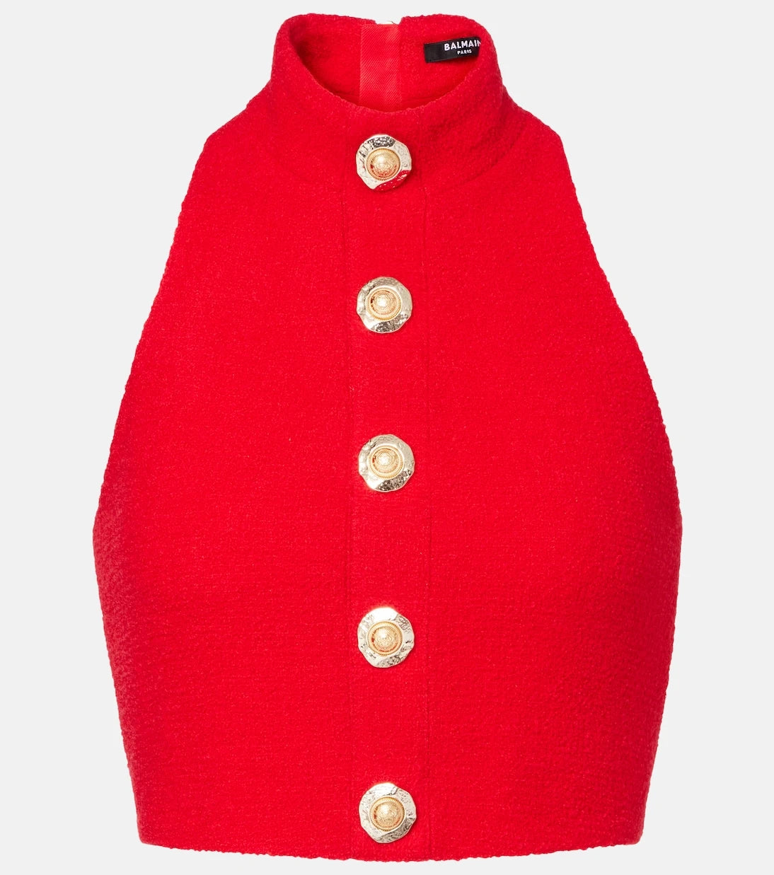 Balmain - Halterneck wool-blend crêpe top