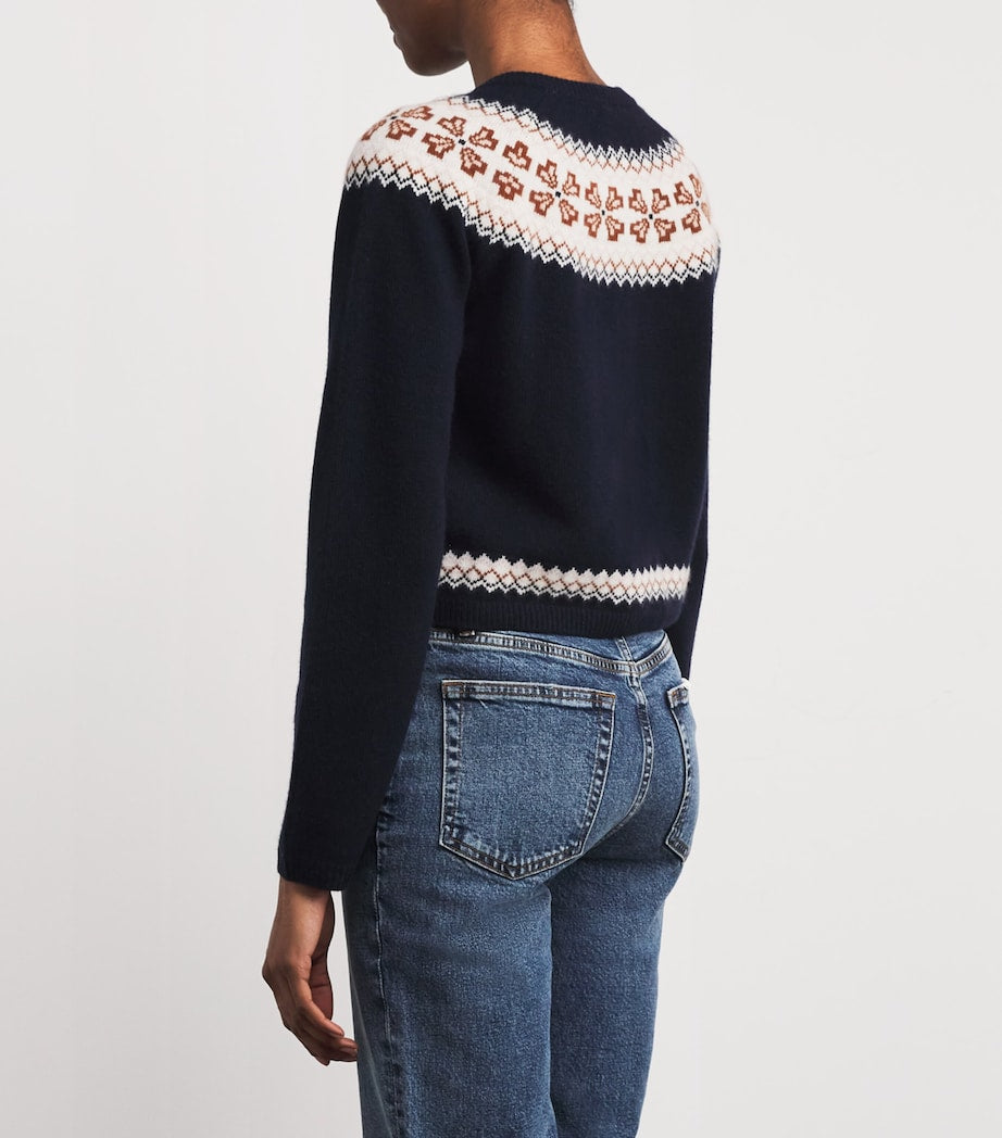 Cashmere Fair Isle Cardigan NAVY