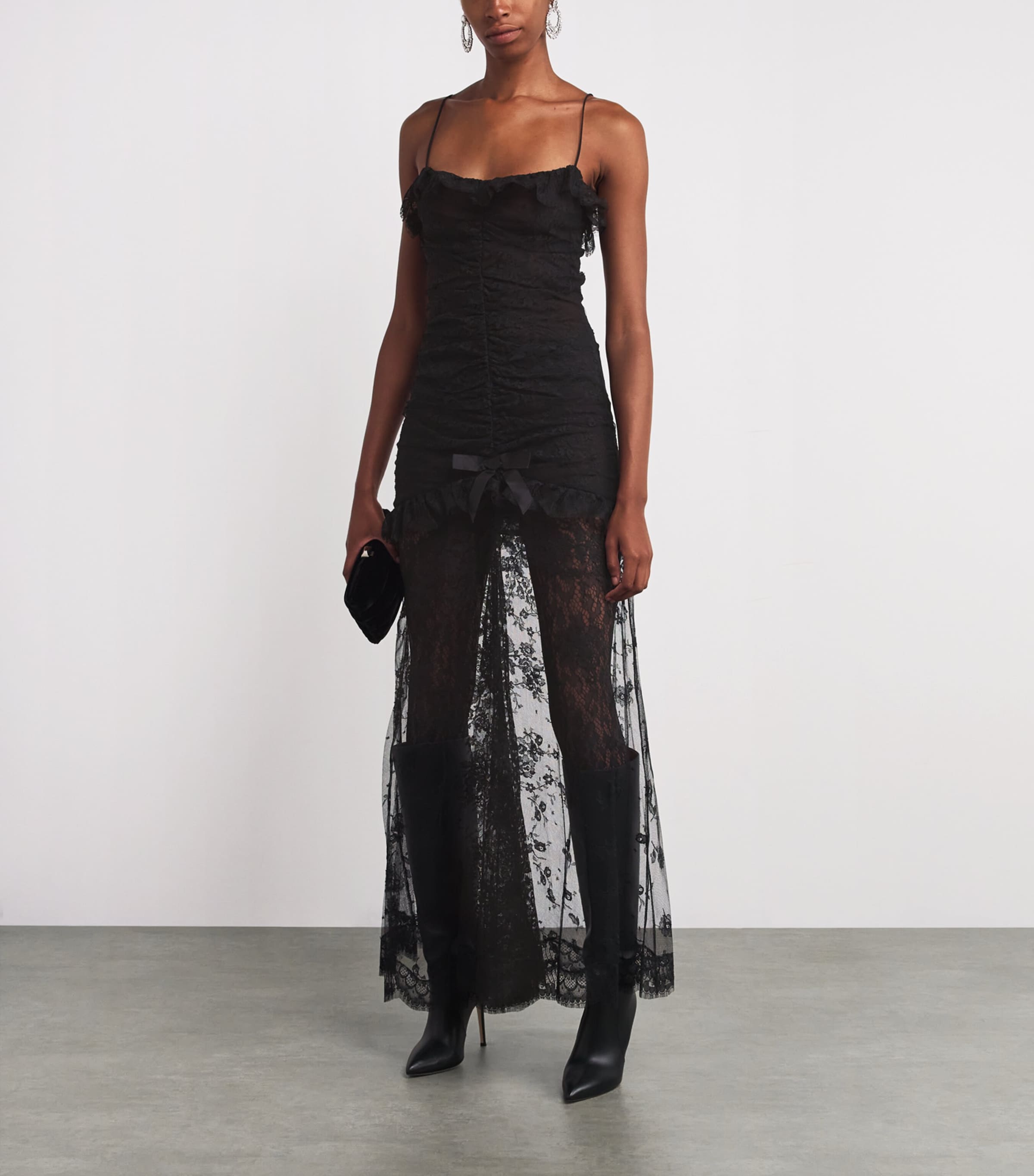 Lace Split-Skirt Maxi Dress