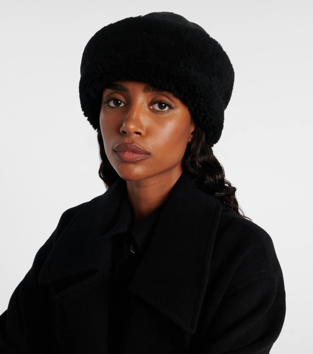 Toteme - Shearling-trimmed leather hat