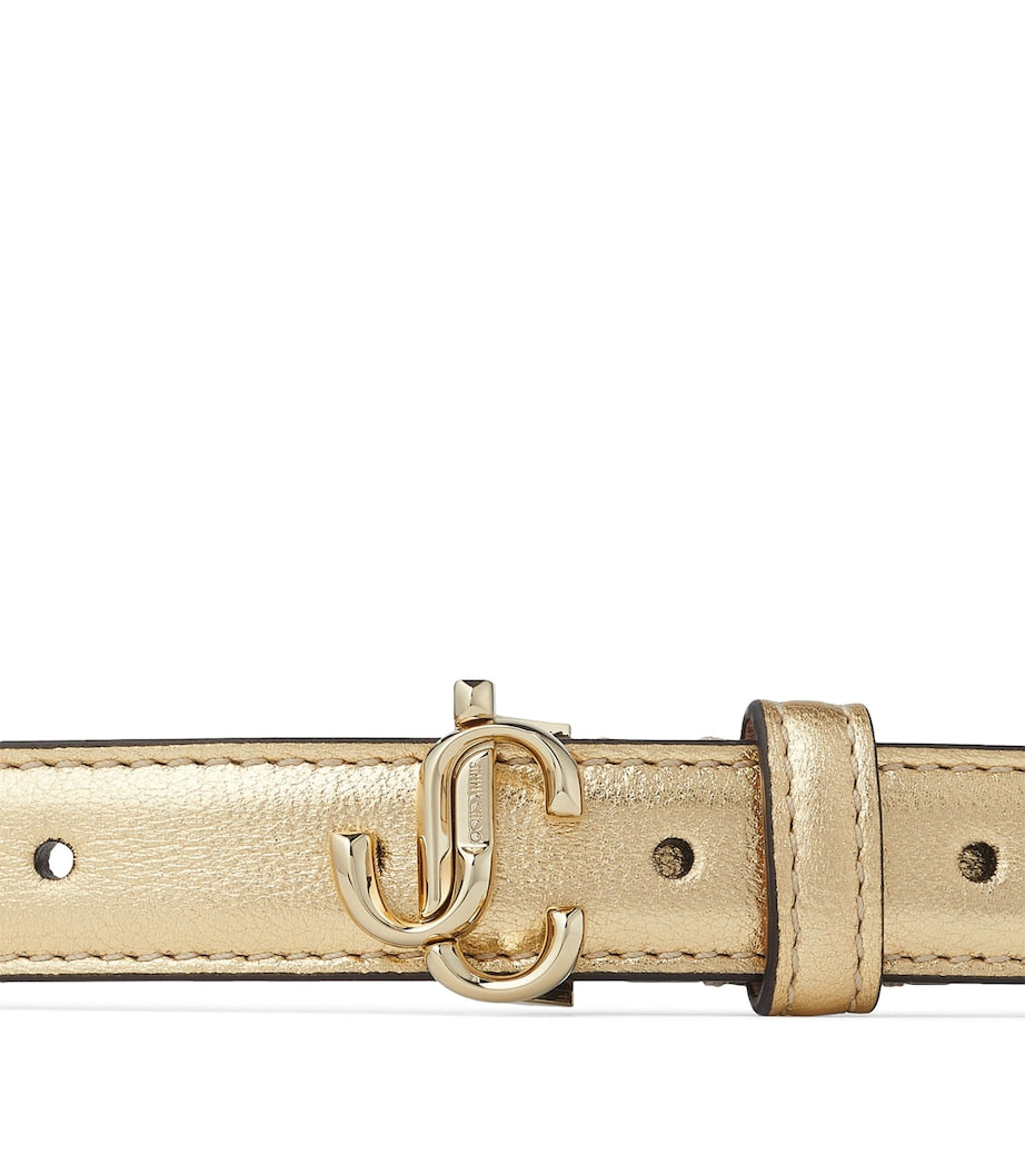 Jimmy Choo Gold Helina Mini Leather Belt