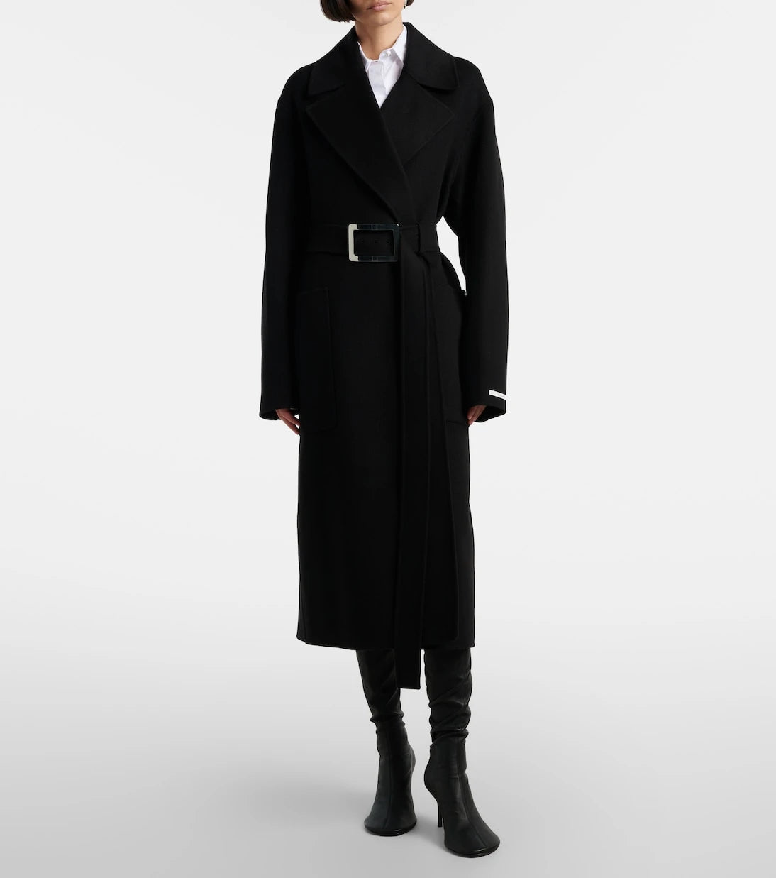 Sportmax - Belted virgin wool wrap coat