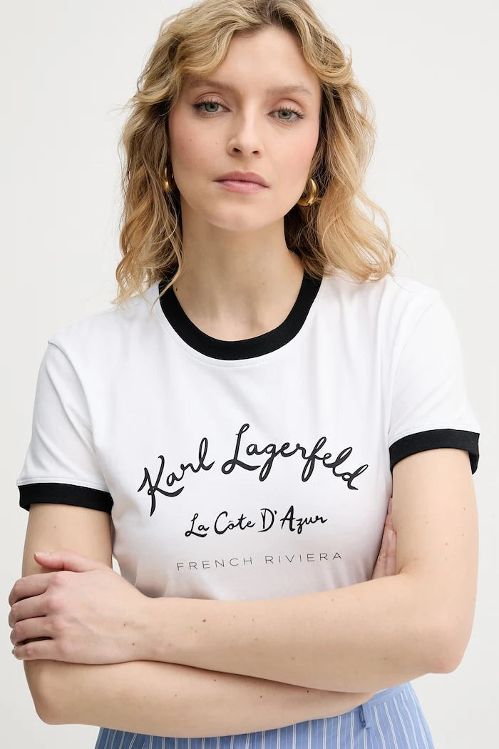 Karl Lagerfeld Kadın Pamuklu Tişört