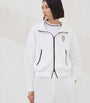 White Techno Cotton Piqué Zip-Up Hoodie