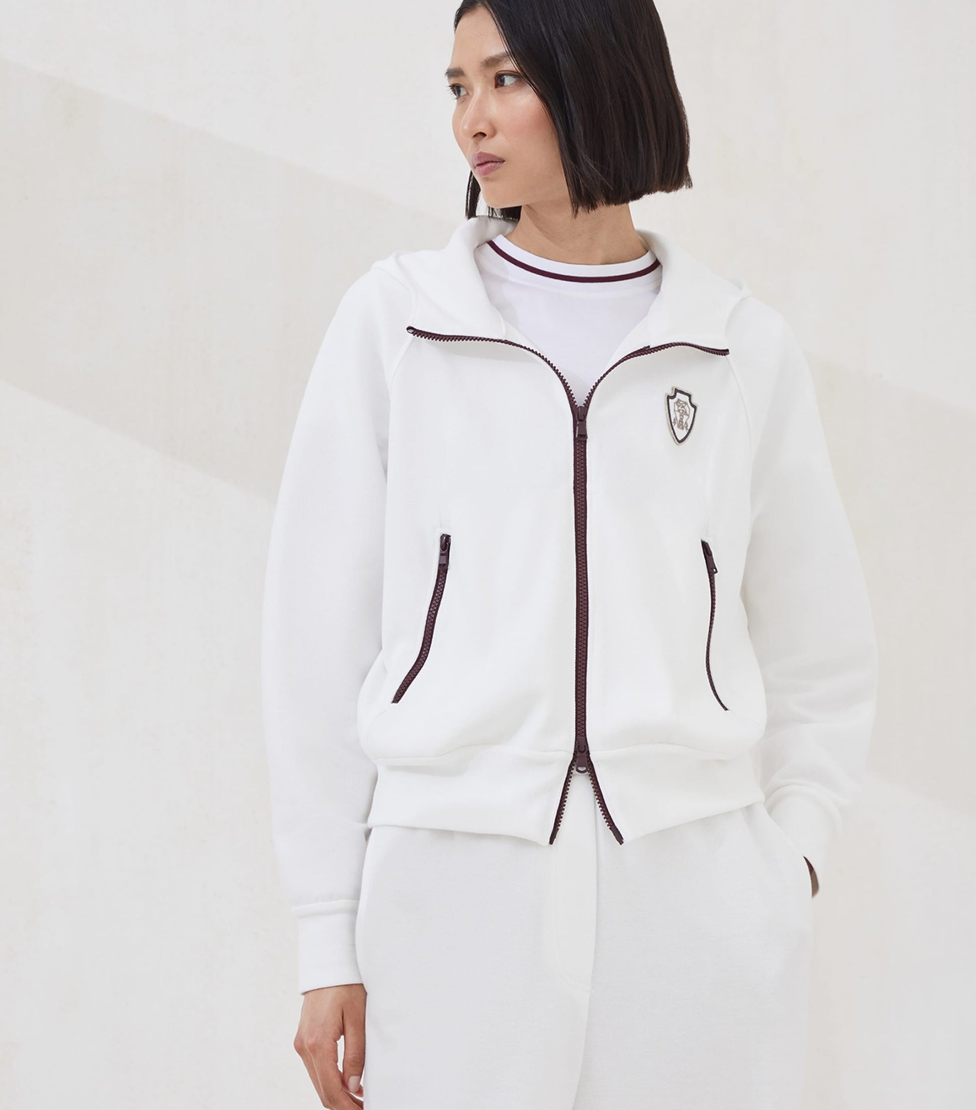 Techno Cotton Piqué Zip-Up Hoodie