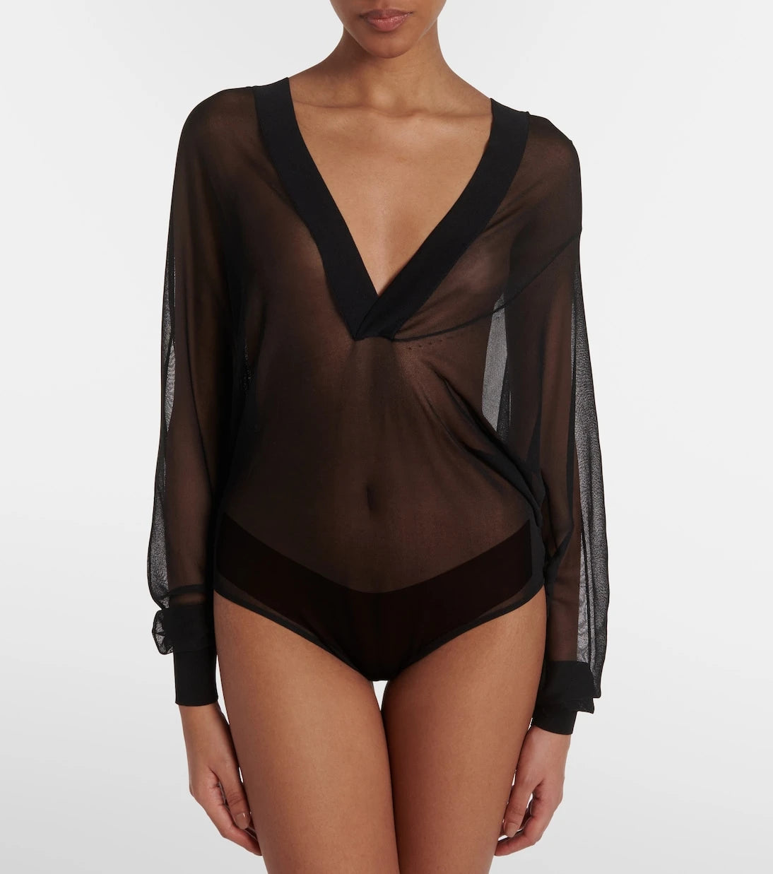 Alaïa - Sheer hooded bodysuit