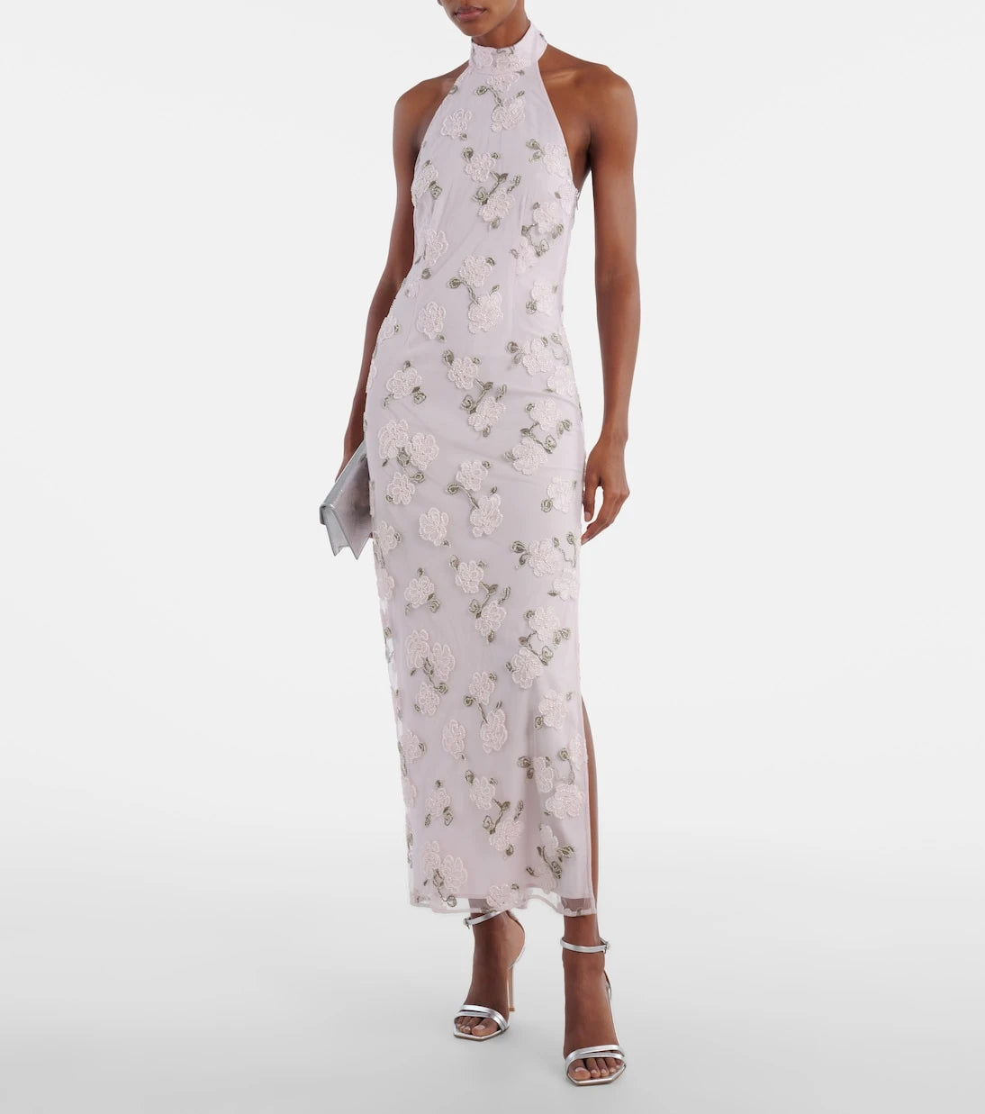 Rotate - Floral embroidered halterneck midi dress