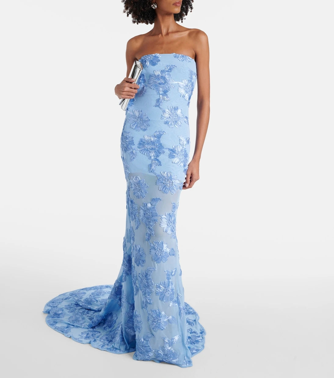 Rotate - Alberty floral-appliqué mesh gown