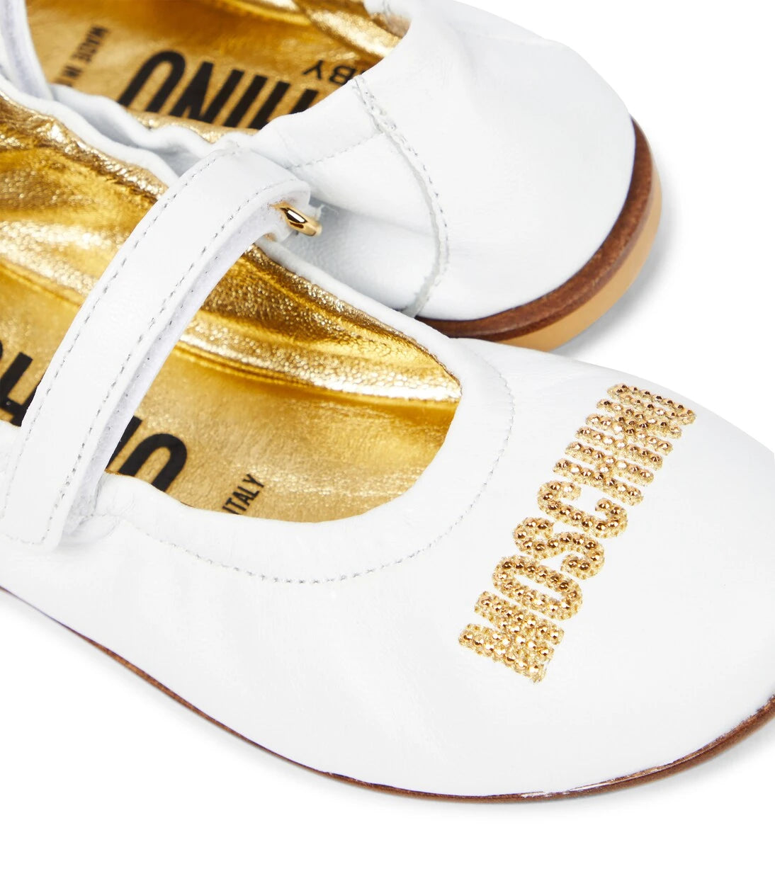 Moschino Kids - أحذية باليه جلدية بشعار
