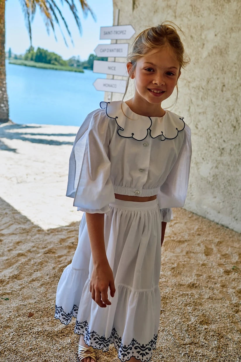 Patachou - Embroidered cotton top and skirt set