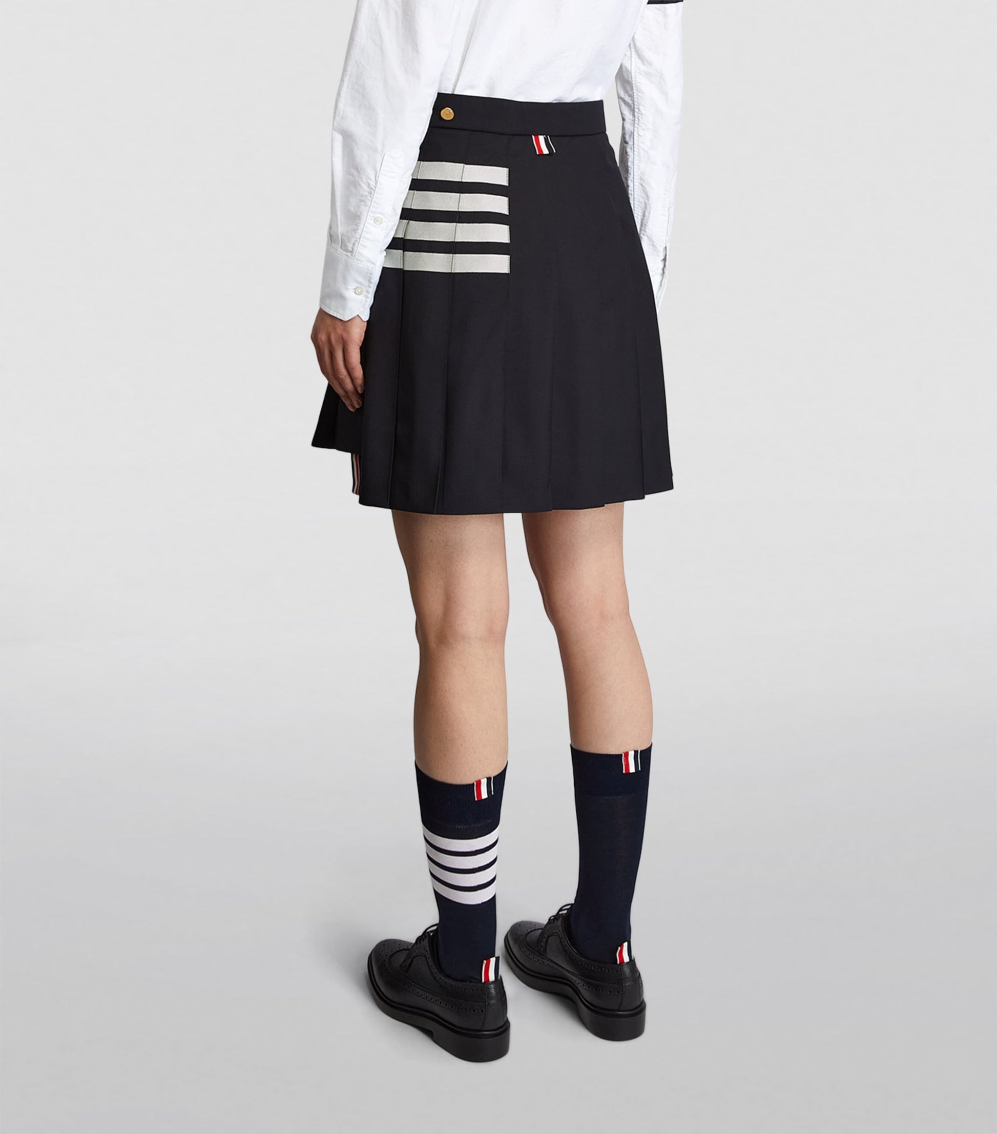 Thom Browne Navy Pleated Mini Skirt