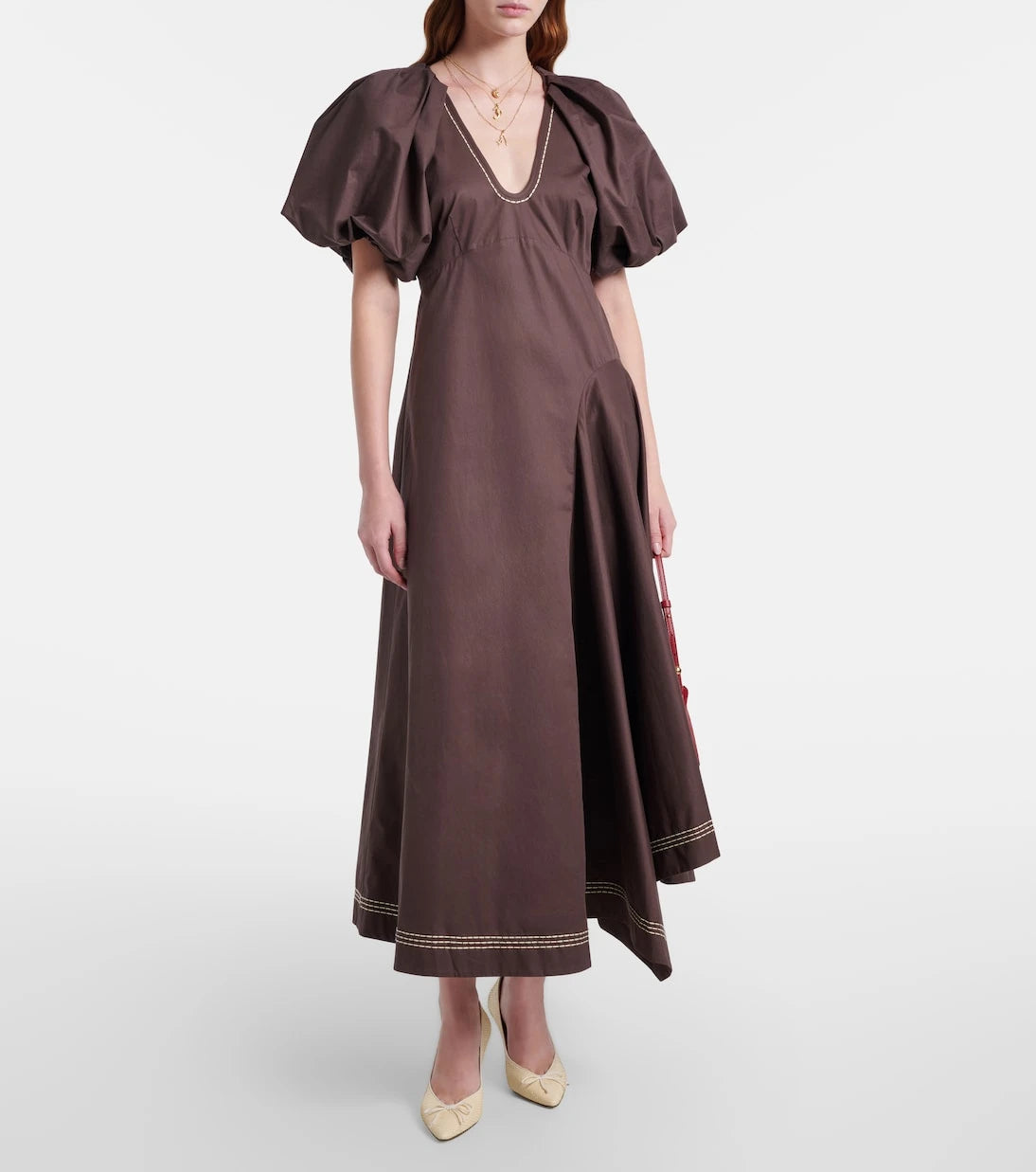 Alémais - Puff-sleeve cotton maxi dress
