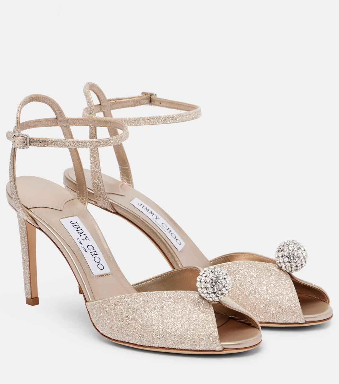 Jimmy Choo - Sacora 85 glitter peep-toe sandals