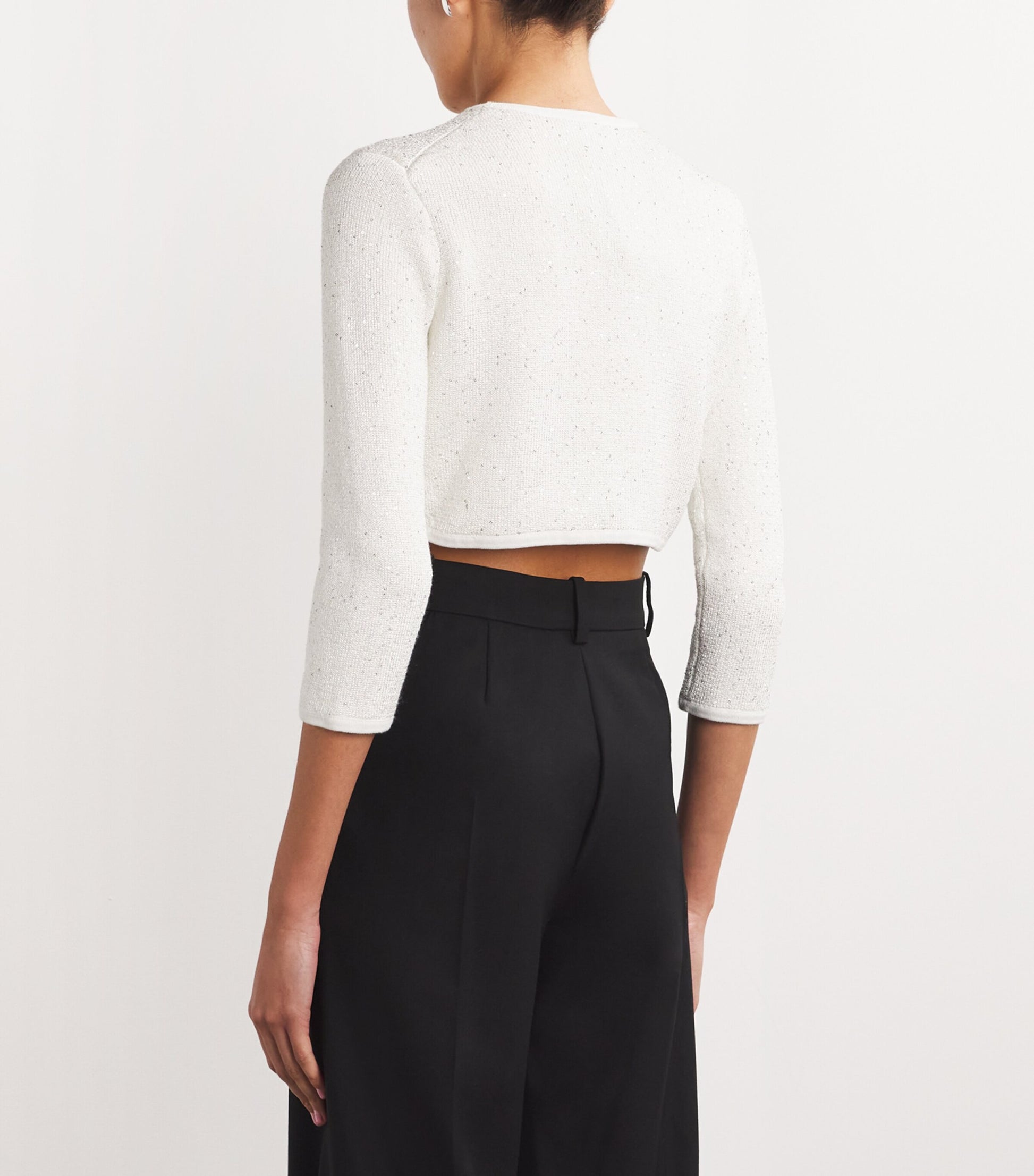 White Knitted Sequinned Cardigan