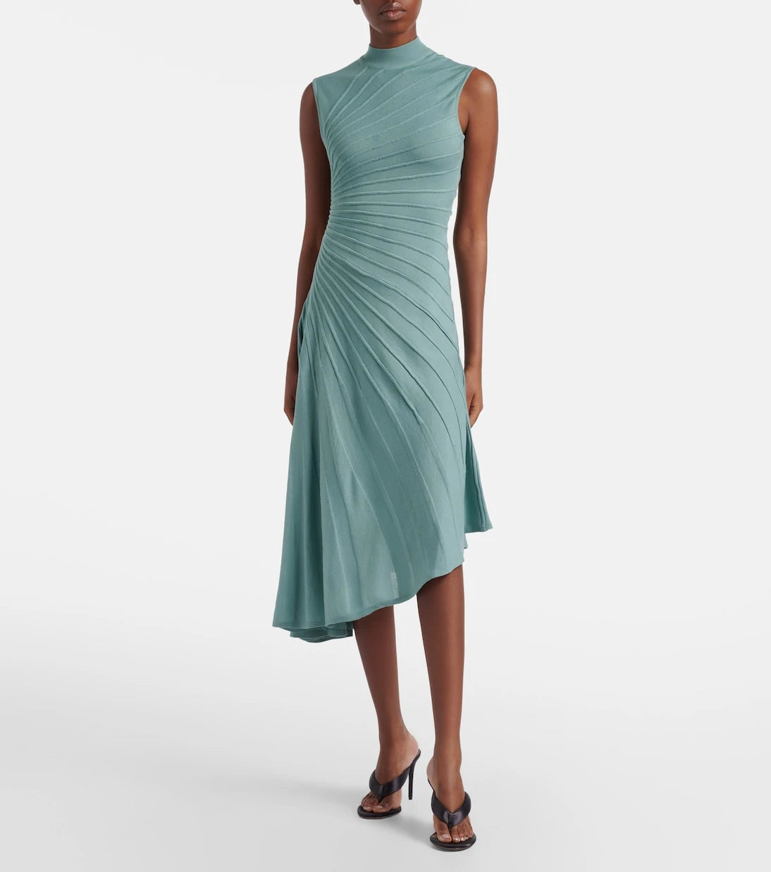 Alaïa - Ray asymmetric virgin wool midi dress