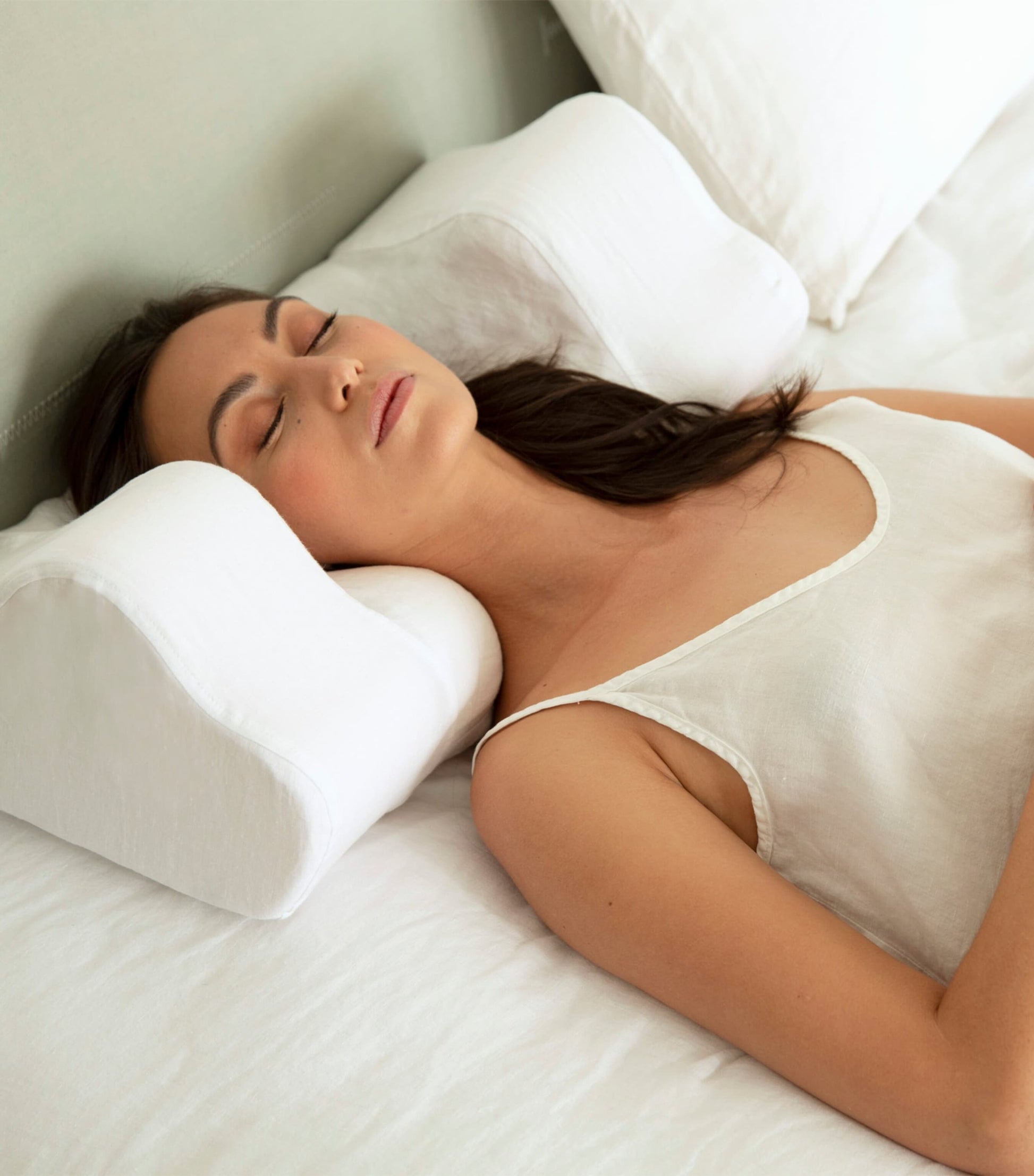 Back Sleep Pillow with Linen Pillowcase (32cm x 57cm)