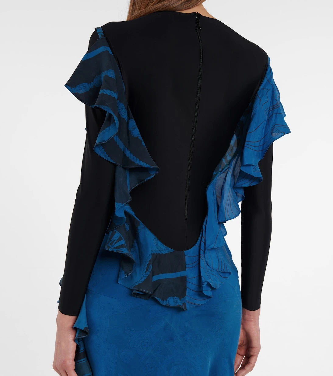 Marine Serre - Printed silk and stretch-jersey dress