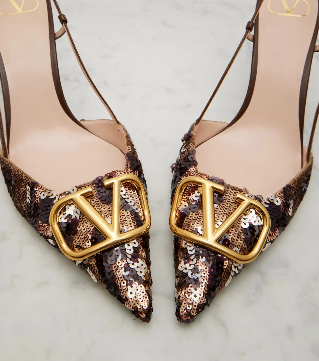 Valentino Garavani - Signature VLogo sequined slingback pumps