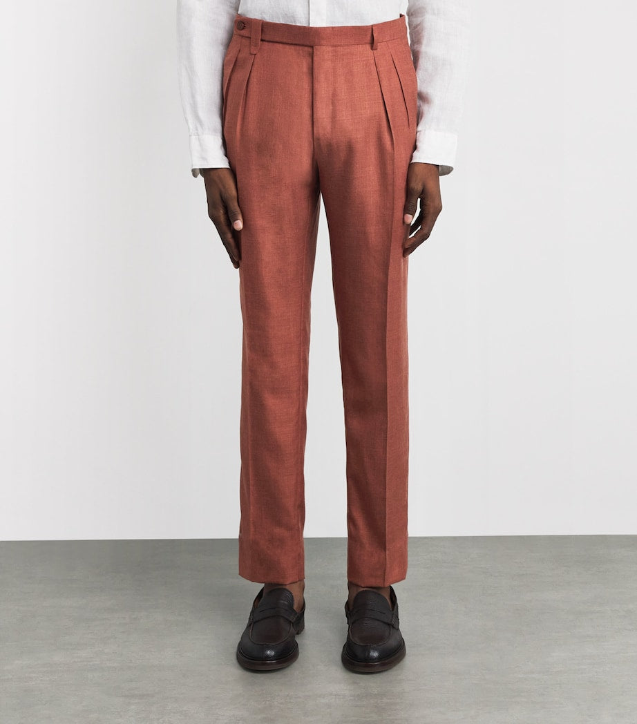 Silk-Cashmere Slim Tailored Trousers
