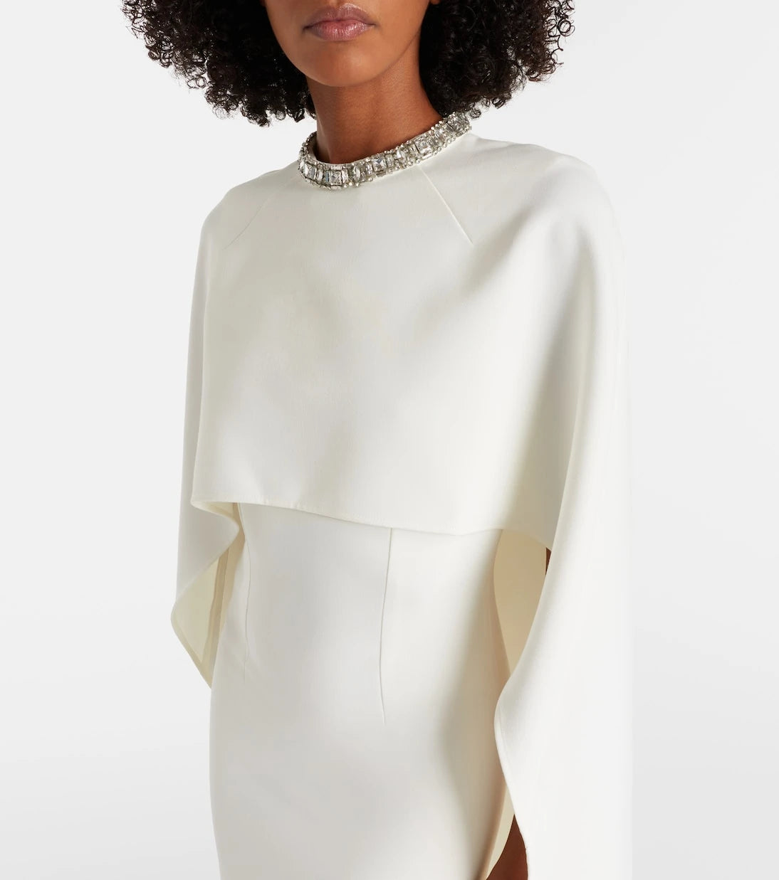 Roland Mouret - Crystal-embellished caped crêpe gown