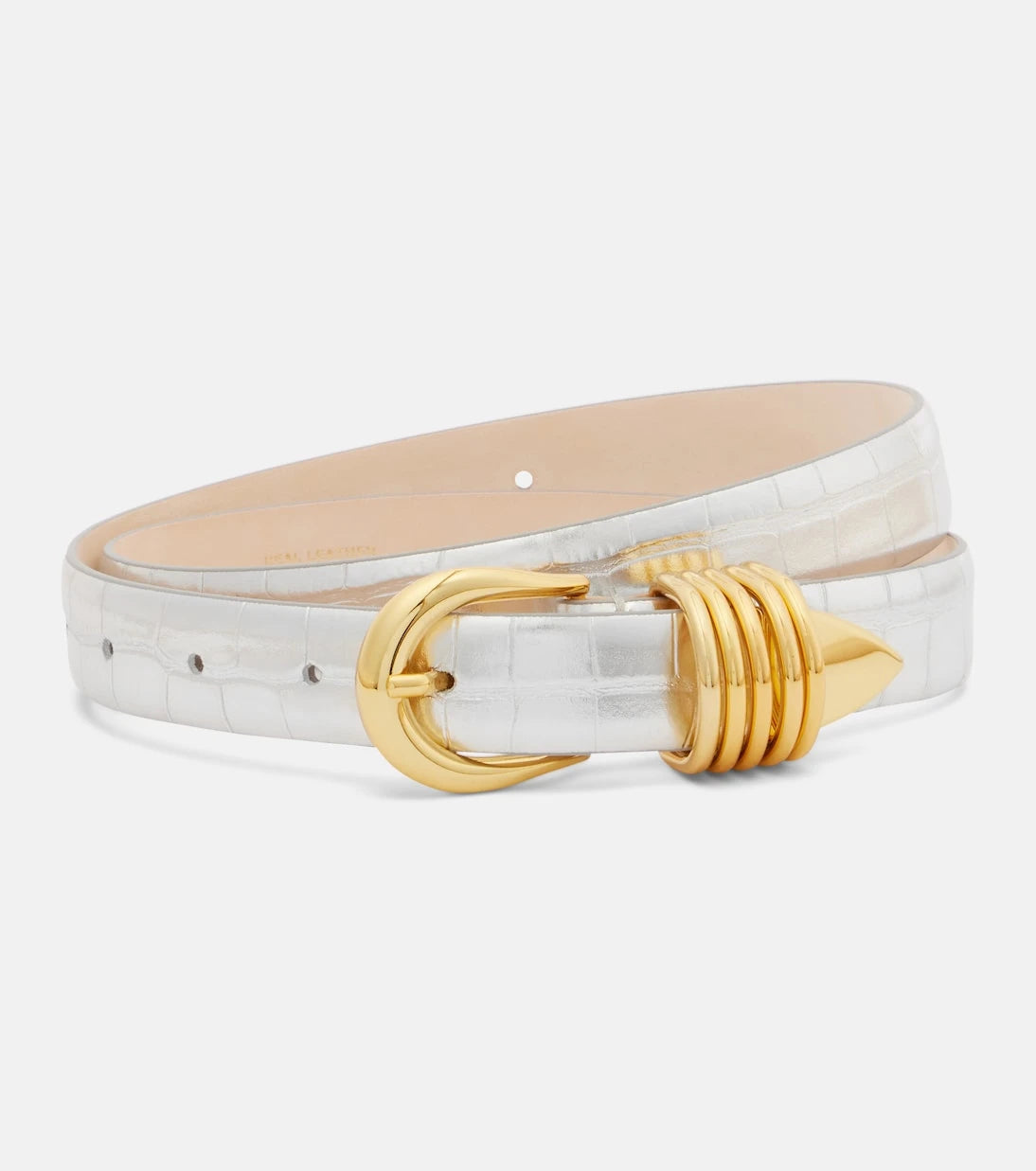 Déhanche - Hollyhock croc-effect mirrored leather belt
