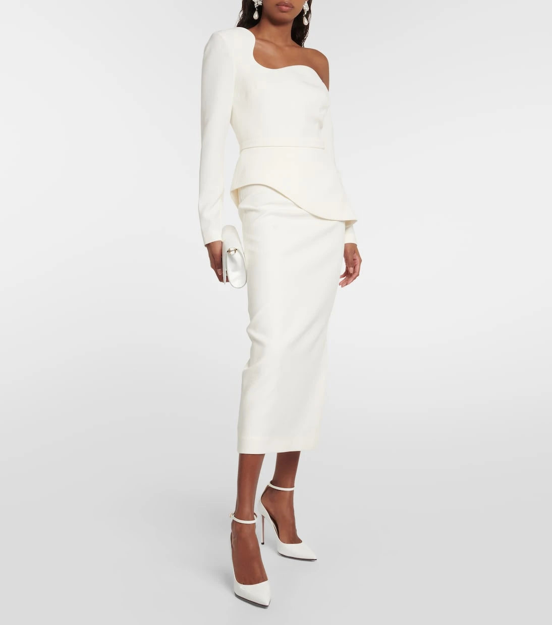 Safiyaa - Bridal asymmetric midi dress