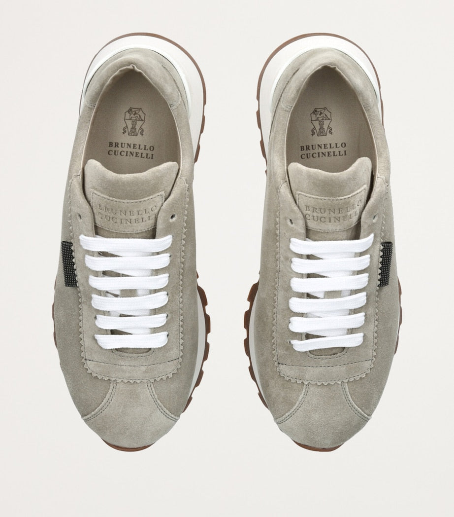 Green Suede Tab Sneakers