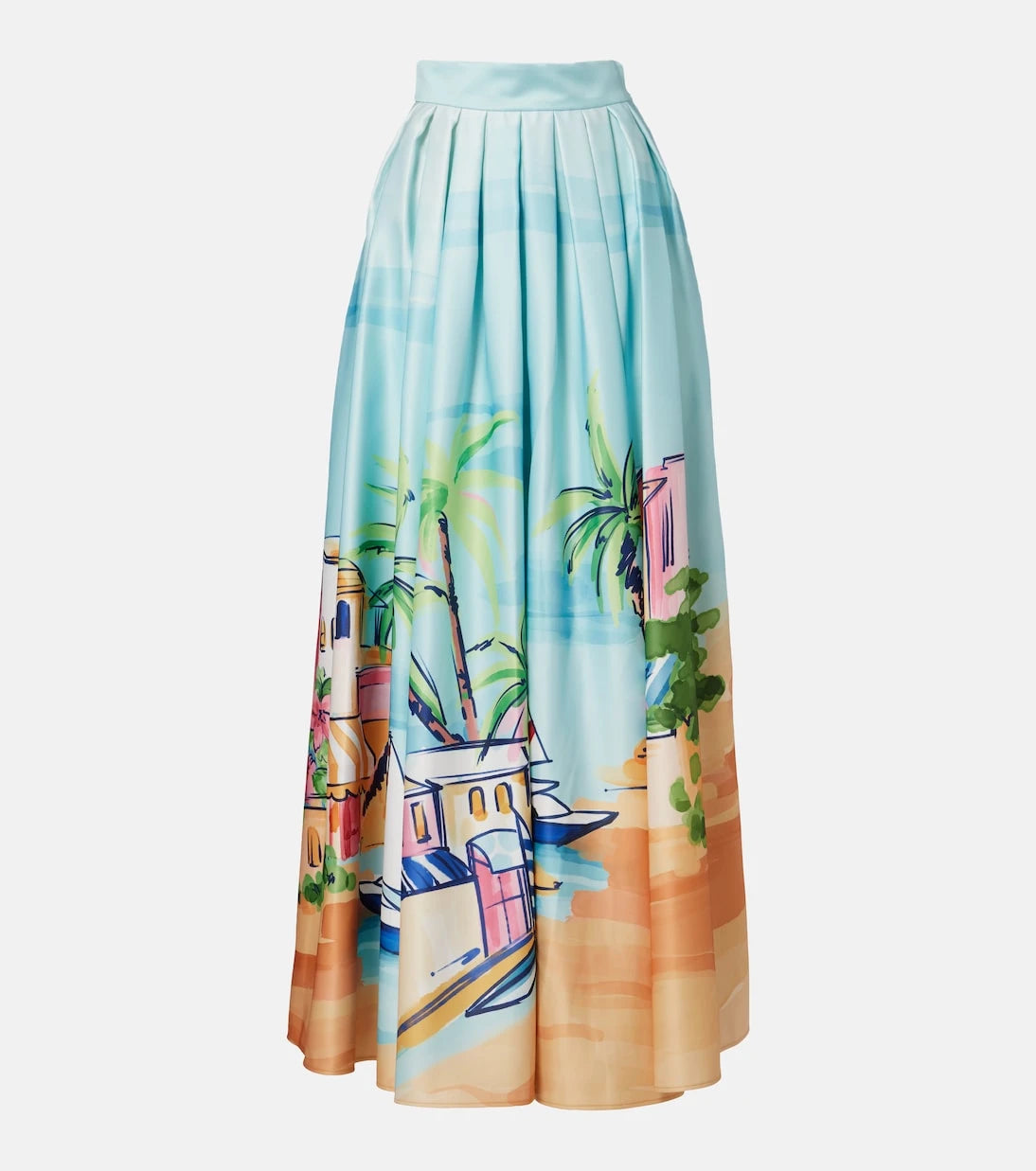 Leo Lin - Printed satin maxi skirt
