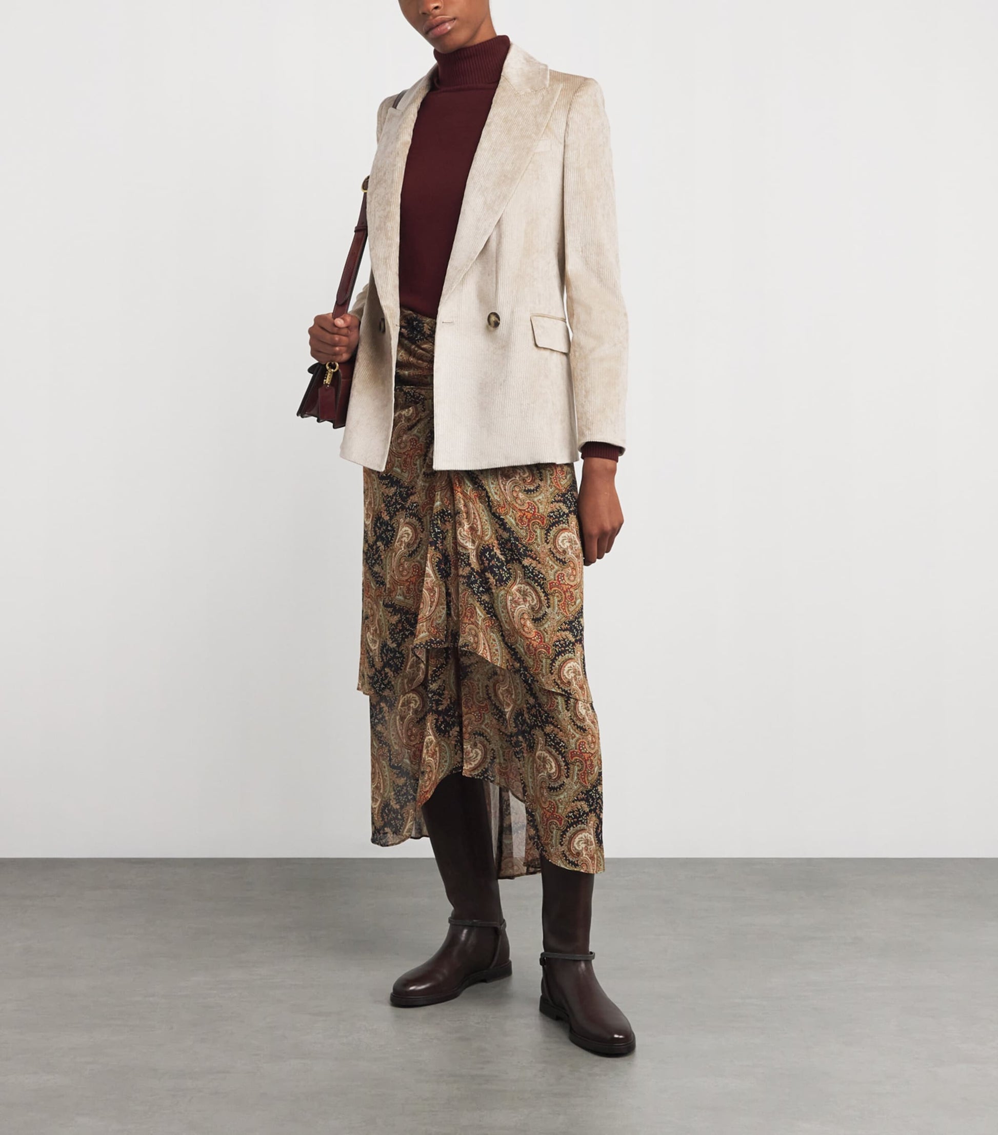 Veronica Beard Nude Corduroy Double-Breasted Sevyn Blazer