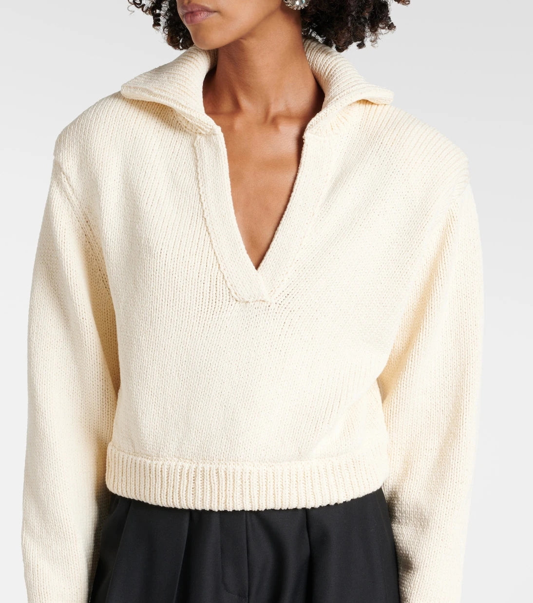 Magda Butrym - Cropped cotton-blend polo sweater
