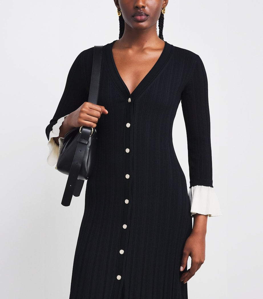 Knit Two-Tone Midi Dress NAVY BLUE
