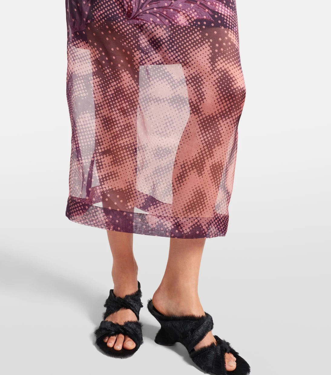 Dries Van Noten - Layered printed silk-blend midi skirt