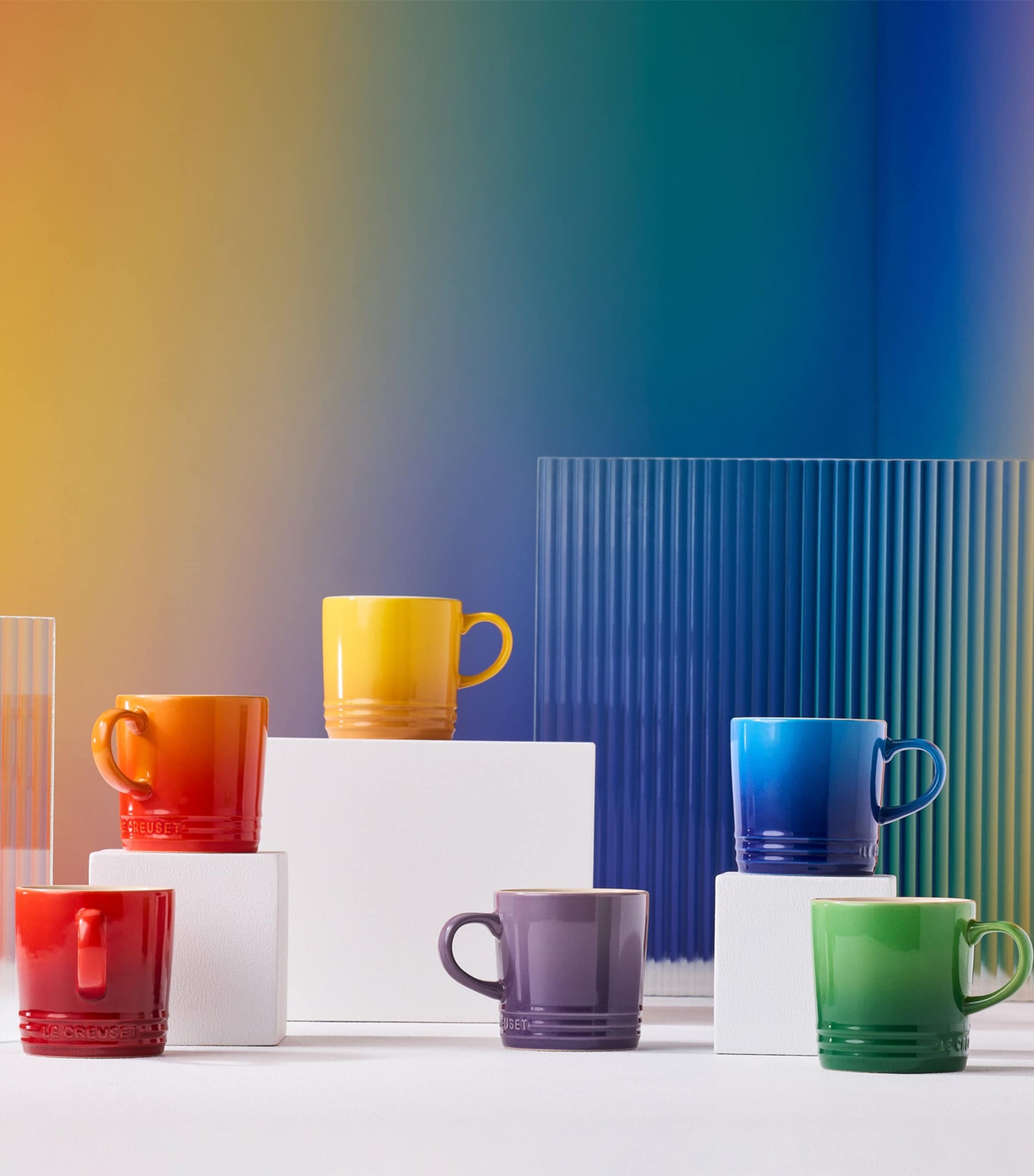 Stoneware Rainbow Mugs (Set of 6)