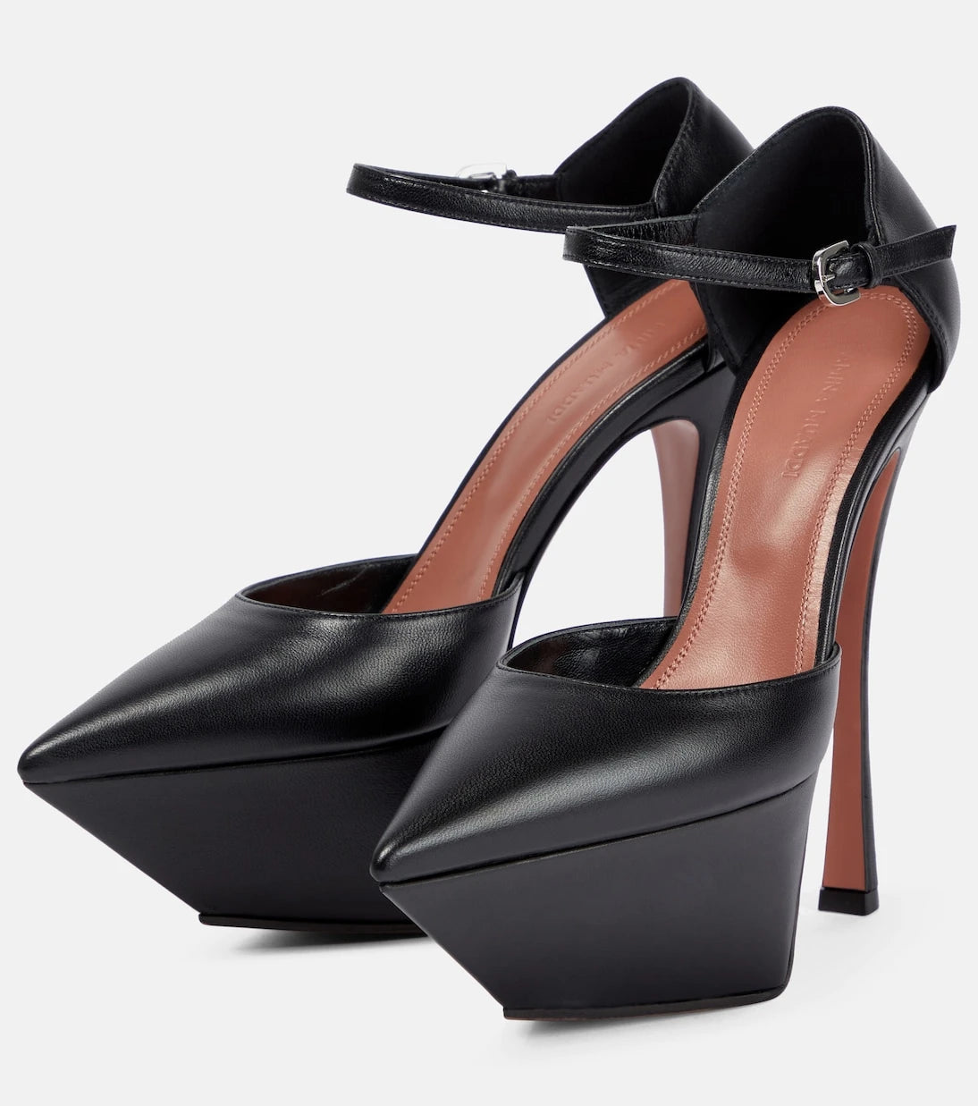 Amina Muaddi - Angelica leather platform pumps