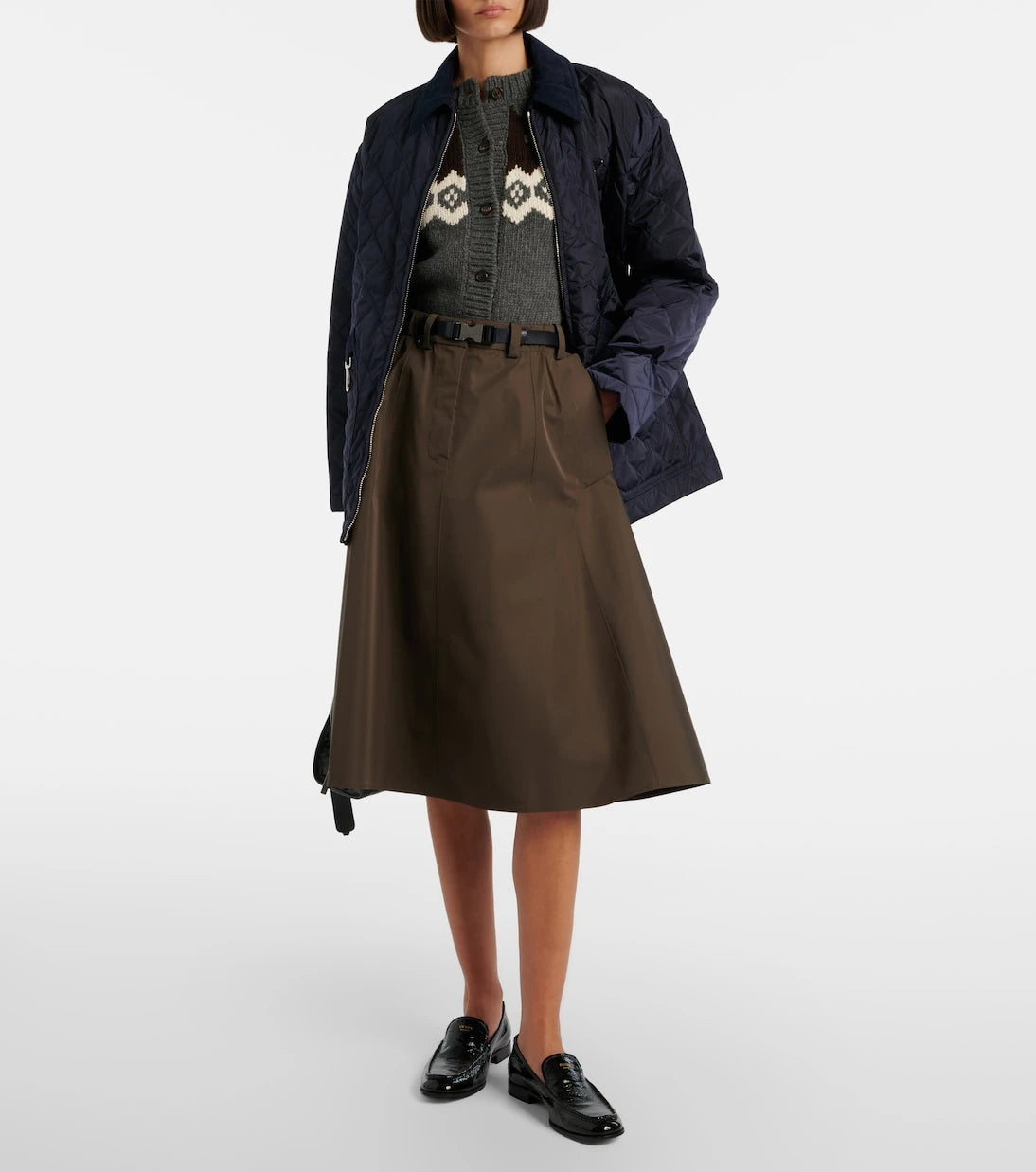 Prada - Belted midi skirt